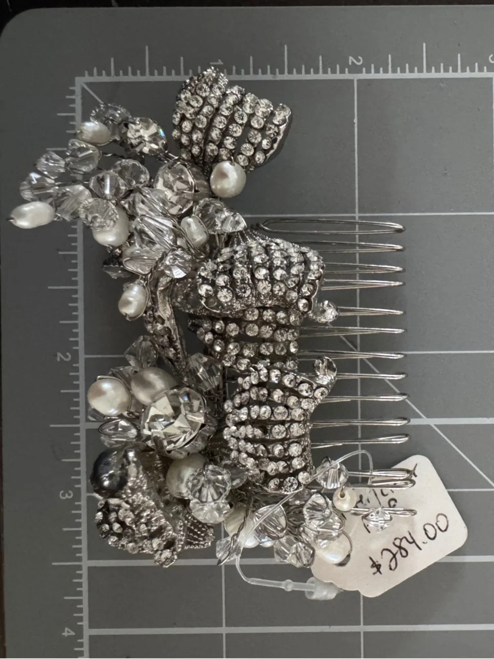 Crystal &‎ Pearl Silver Hair Comb - Bridal Hair Accessory
